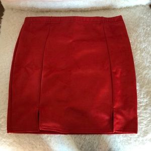 Pretty Little Thing Red Faux suede skirt